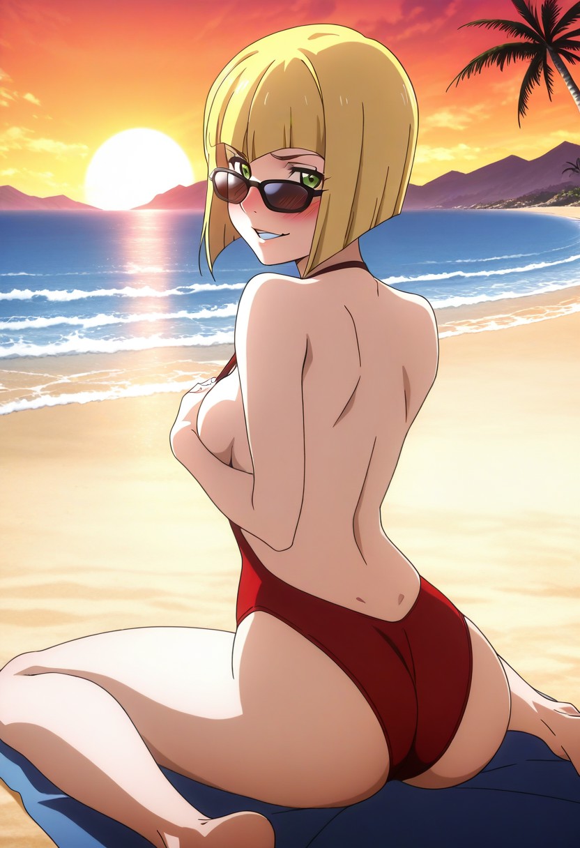 ai generated, tatakau shisho, blush, bob cut, breasts, female
