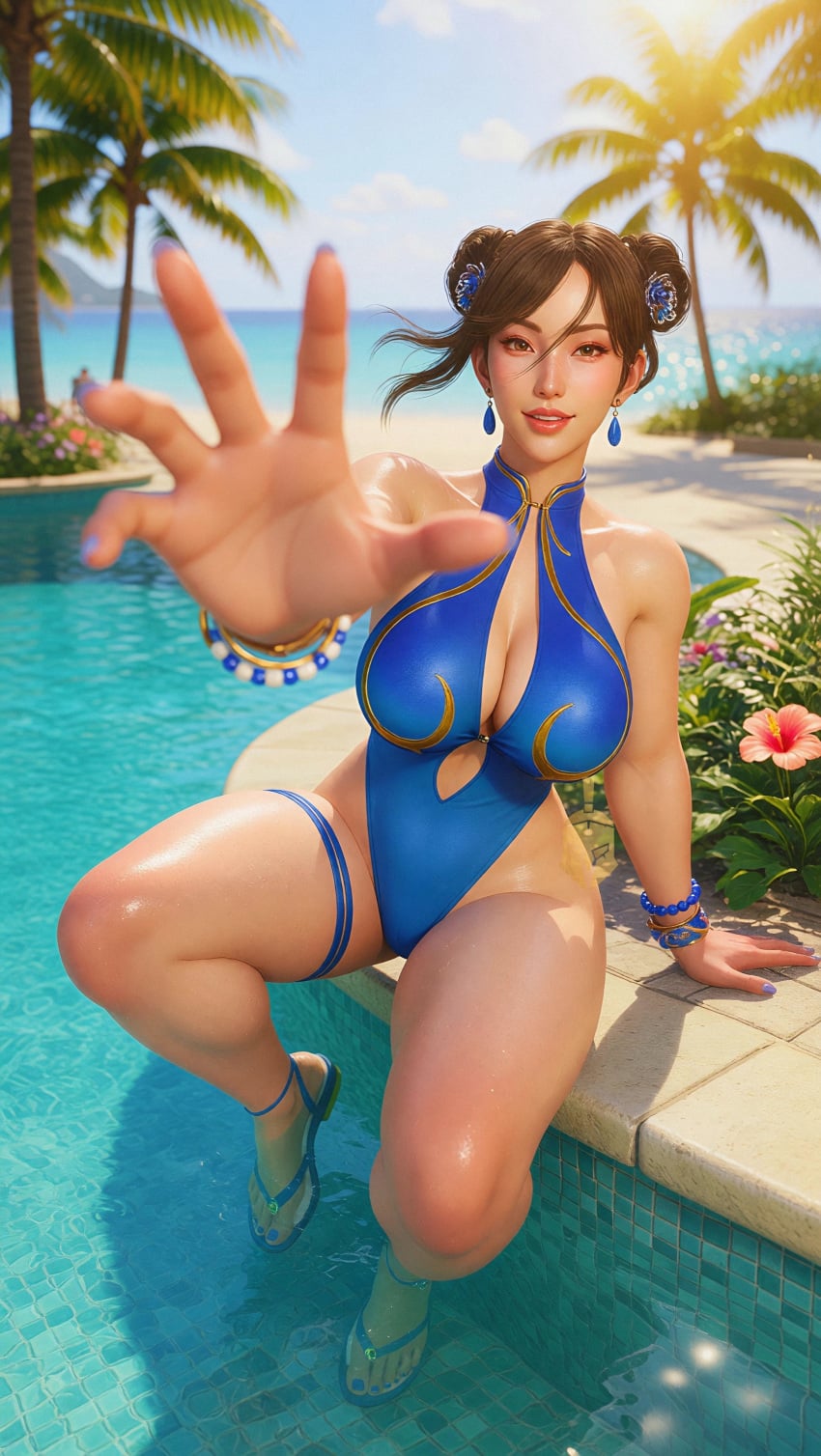 spartan gamer, 3d, ai generated, street fighter, chun-li, big ass
