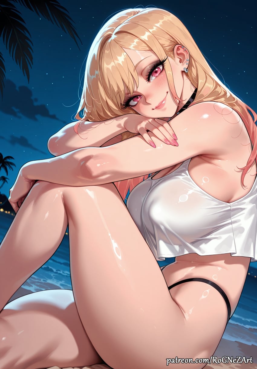 Rognezart, ai generated, anime, black bikini, boobs, breasts