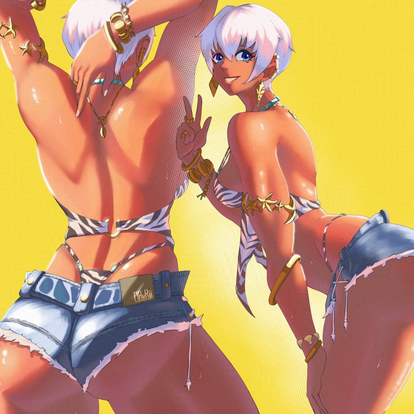 digital drawing, street fighter 6, elena, athletic female, back focus, back view