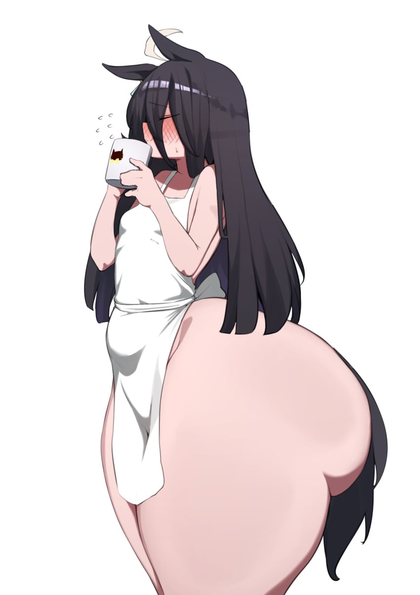 k dhen, umamusume, animal tail, apron, apron only, ass