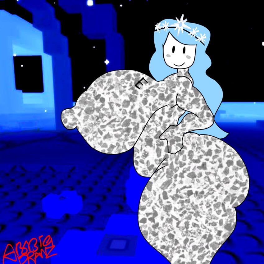 Abbiedrawz, roblox game, 1girls, big breasts, blue hair, breasts