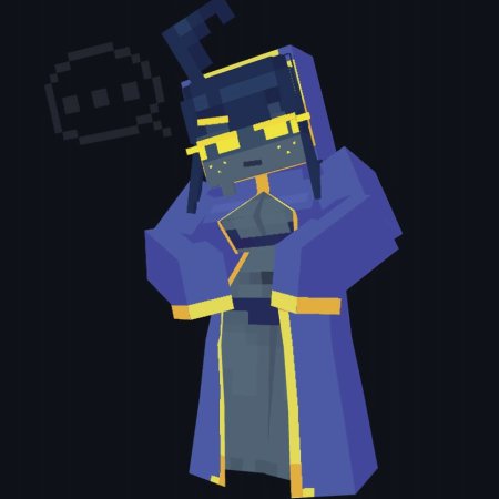 Artist, 3d artwork, 3d model, 3d render, minecraft, big ahoge