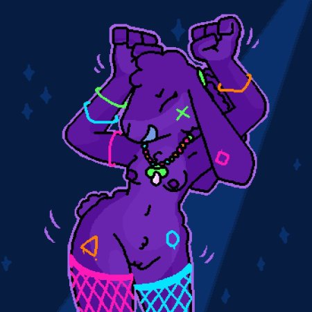 Pixelvibri, vib-ribbon, girls, anthro, breasts, dancing