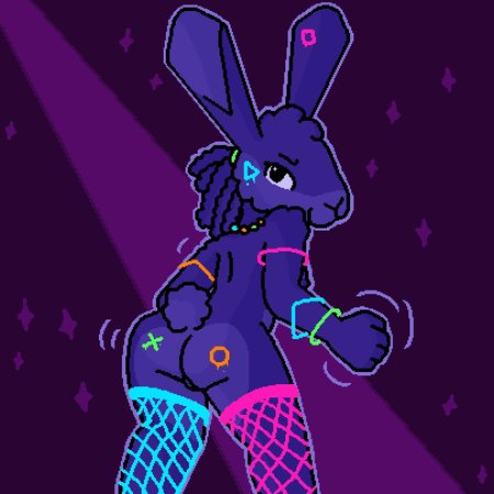 Pixelvibri, vib-ribbon, anthro, breasts, dancing, female
