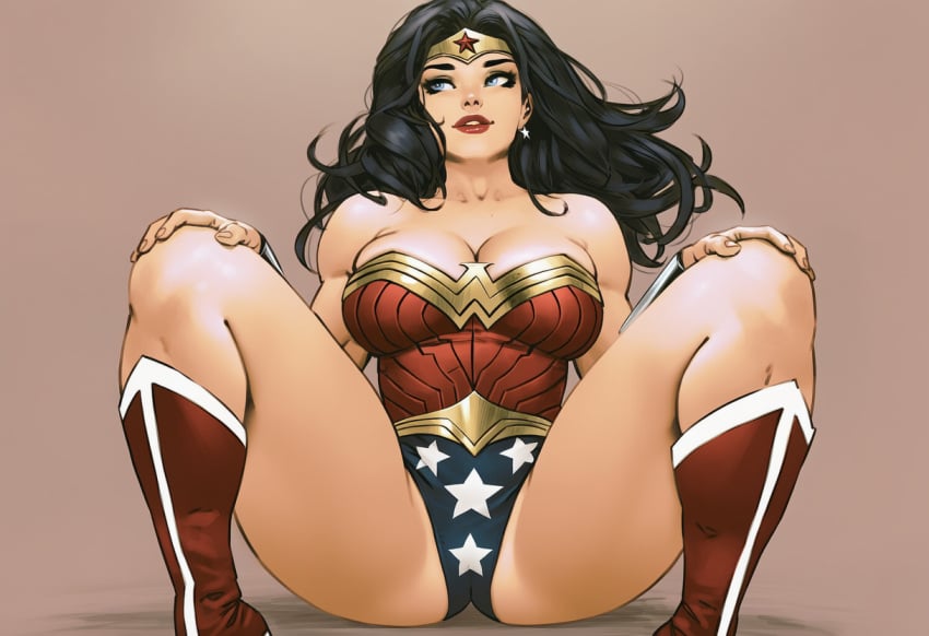 Phophopho, ai generated, dc comics, wonder woman, curvy, curvy figure