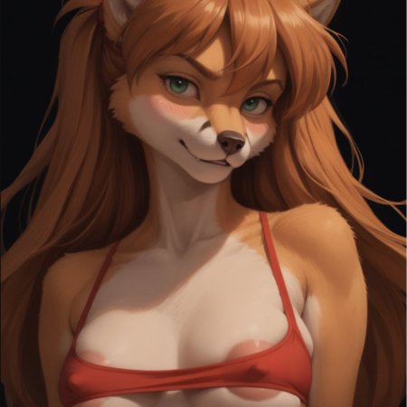 ai generated, 1girls, anthro, areola slip, big breasts, mostly nude