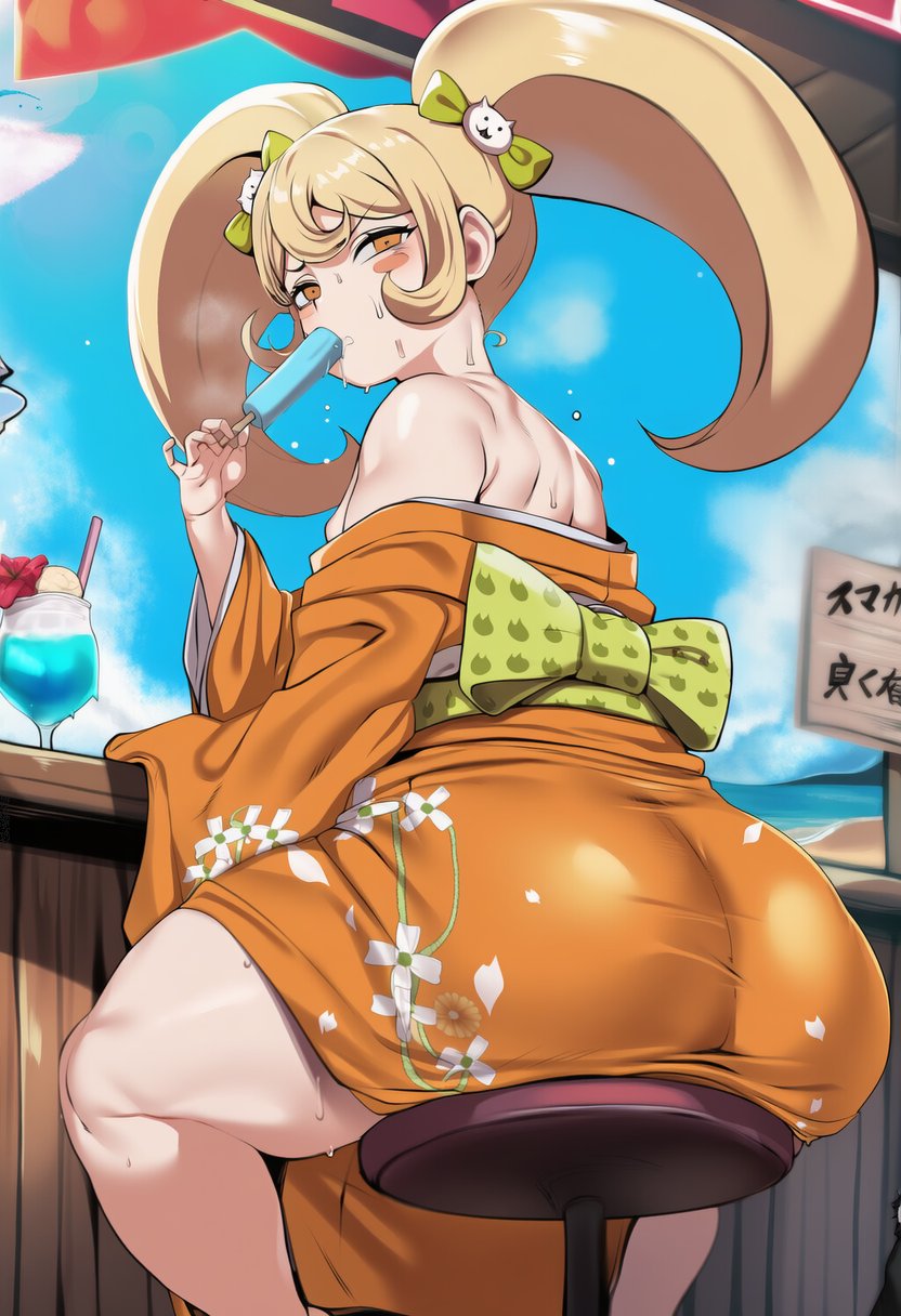 Doubledeluxeai, ai art, ai generated danganronpa, curvaceous female, thick ass