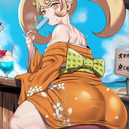 Doubledeluxeai, ai art, ai generated danganronpa, curvaceous female, thick ass