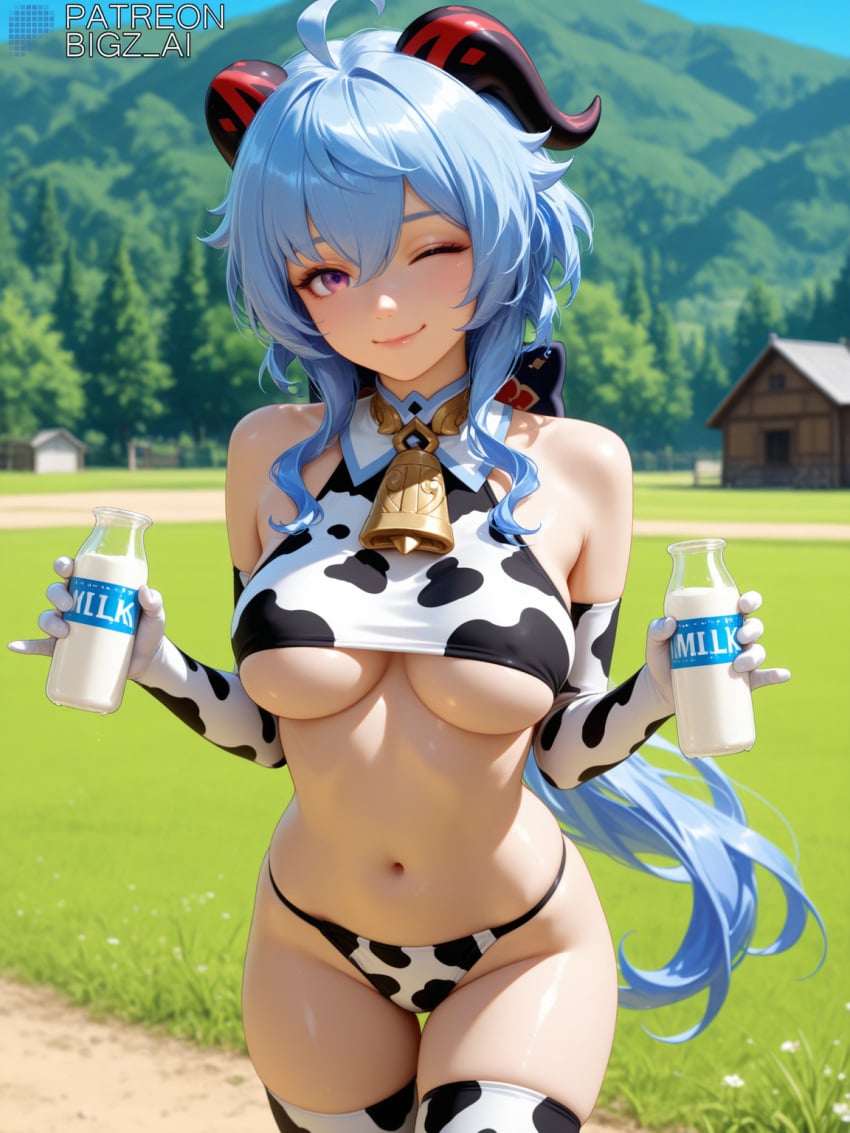 bigz ai, ai generated, genshin impact, cow girl, female, long hair
