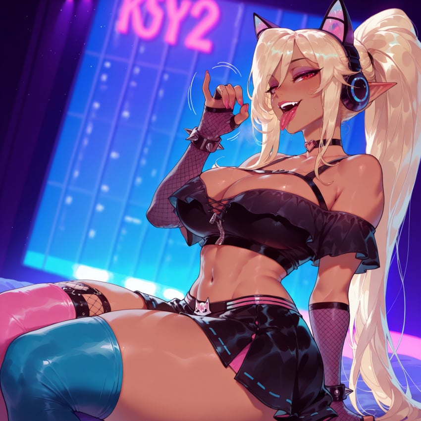 Balecxi, ai generated, kuroinu, black skirt, blonde hair, shirt