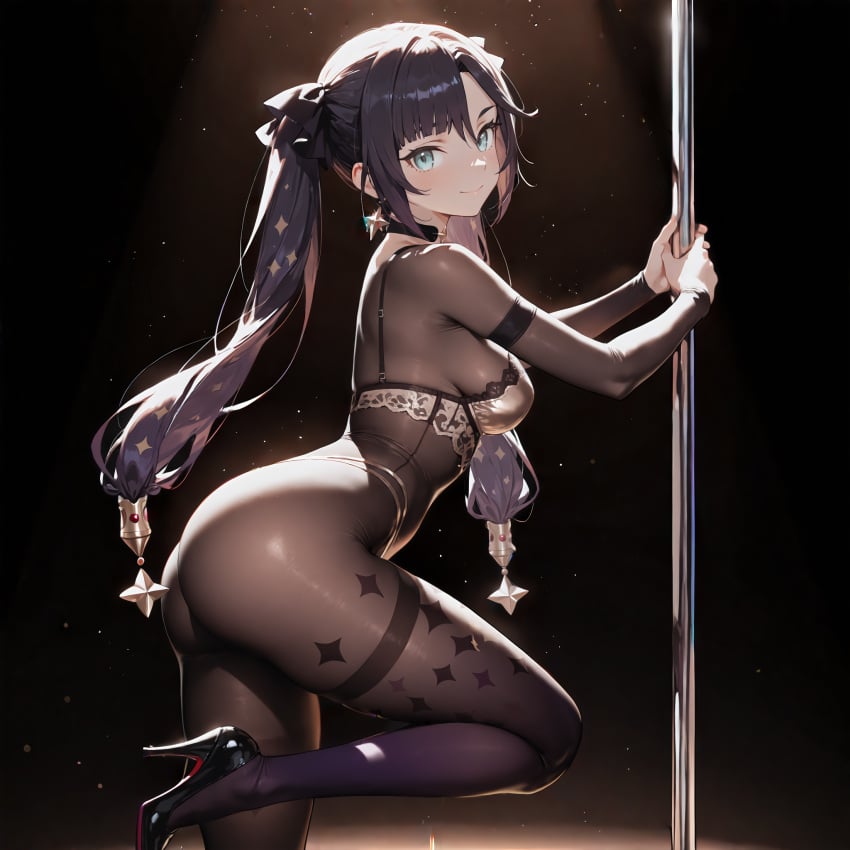 ai generated, genshin impact, 1girls, ass focus, stripper pole