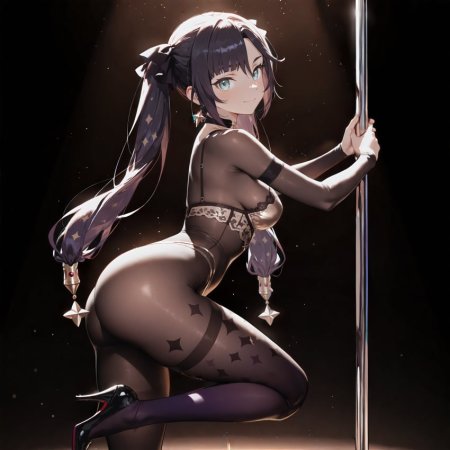 ai generated, genshin impact, 1girls, ass focus, stripper pole
