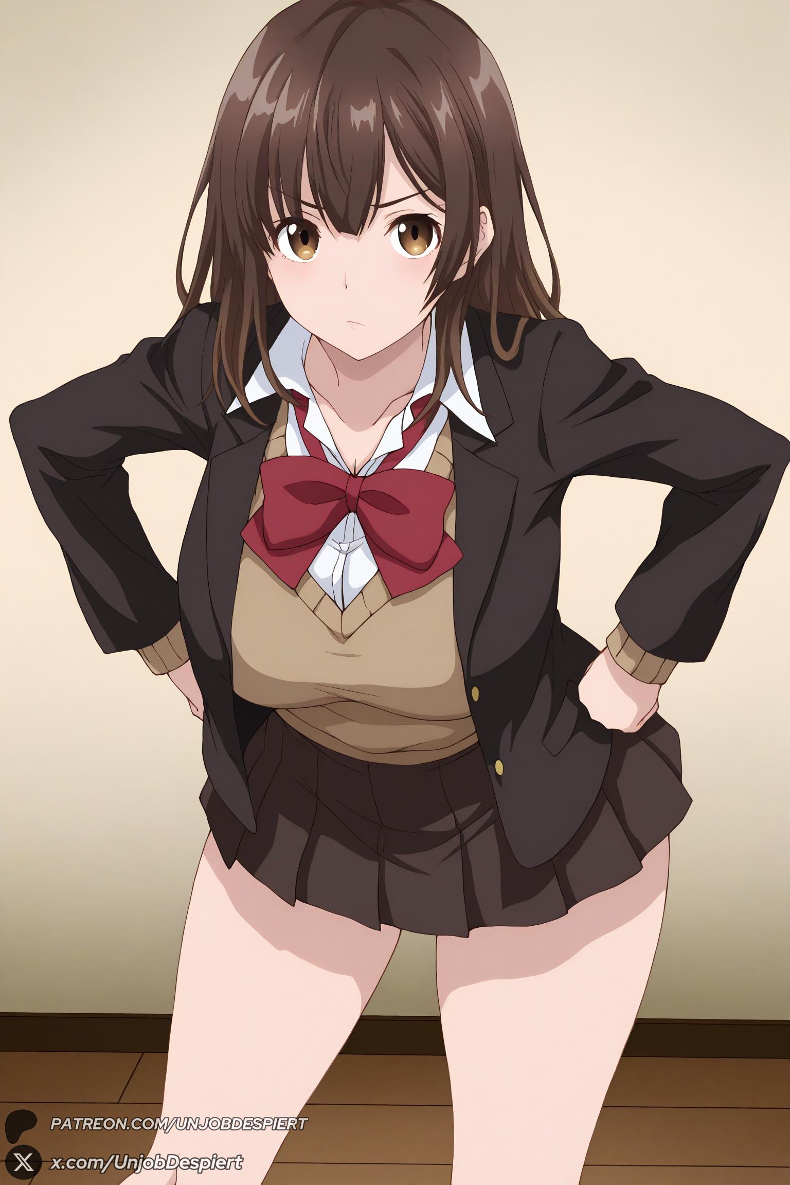 Unjobdespiert, ai generated, 1girls, bangs, big ass, miniskirt
