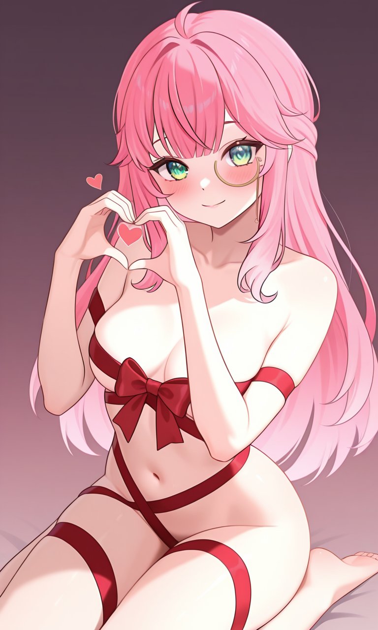 Fogine, ai generated, aivy lovencraft, female only, pink hair, pose