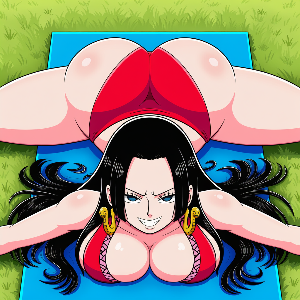 ai generated, one piece, boa hancock, big ass, dark blue eyes, thicc ass