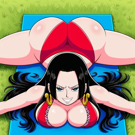 ai generated, one piece, boa hancock, big ass, dark blue eyes, thicc ass
