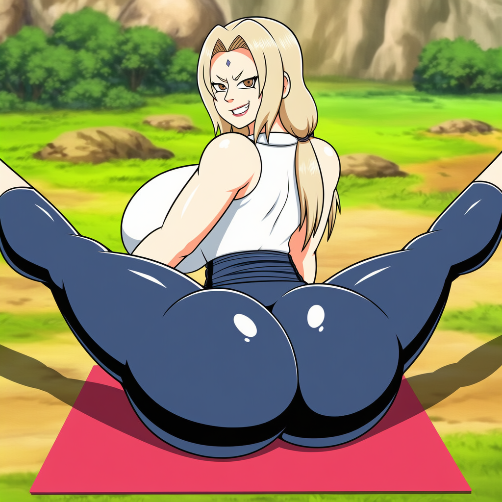 ai generated, naruto, tsunade, big butt, blonde, milf