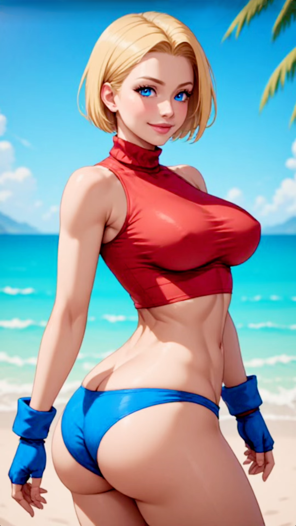 ai generated, fatal fury, king of fighters, blue mary, 1girls, big ass