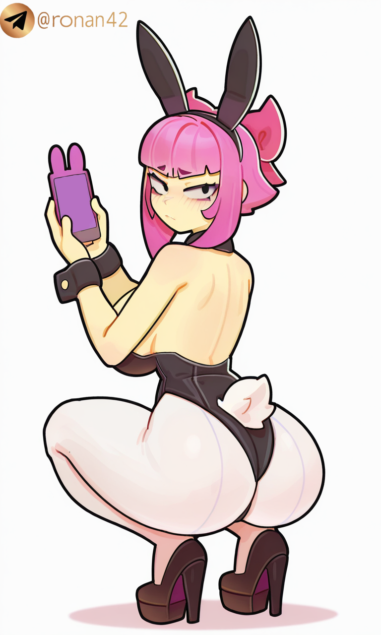 ronan42, ai generated, brawl stars, melodie, pink hair, tail