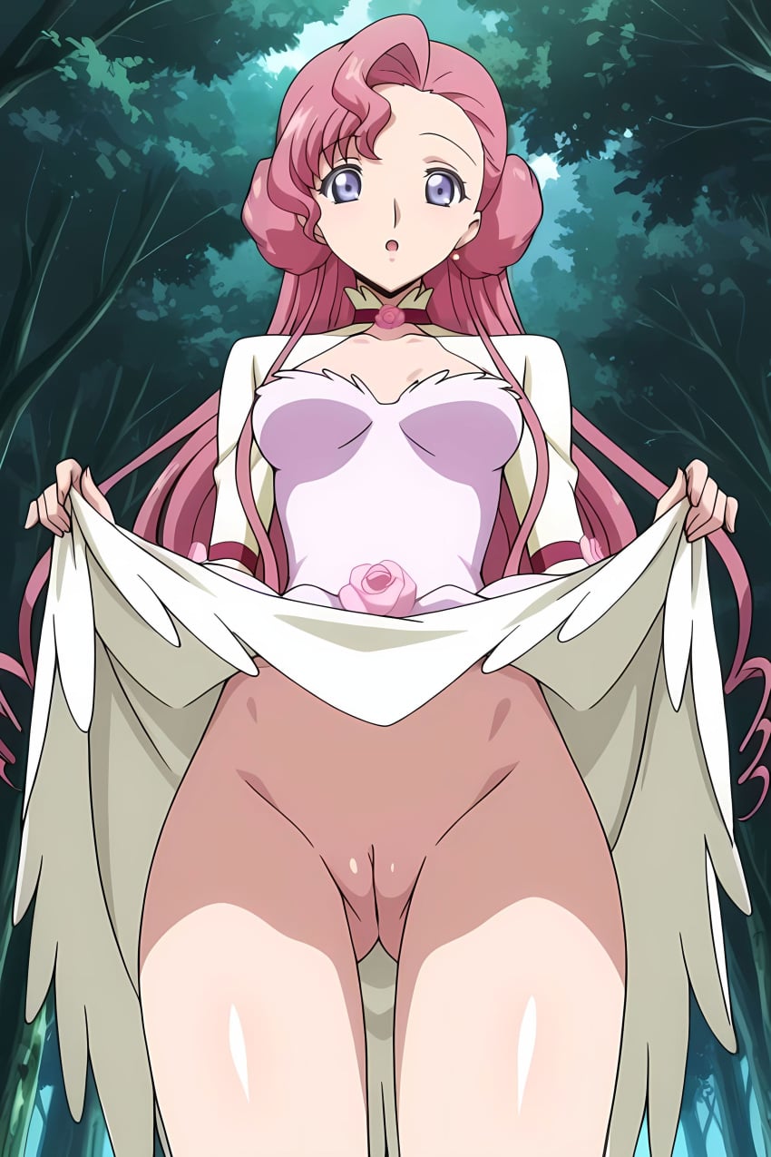 pinku.ai, ai generated, code geass, euphemia li britannia, flashing pussy