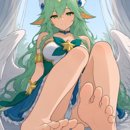 ai generated, league of legends, star guardian series, soraka, elf ears, long hair