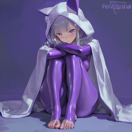 marshalperv, ai generated, emilia, bodysuit, hood, solo female