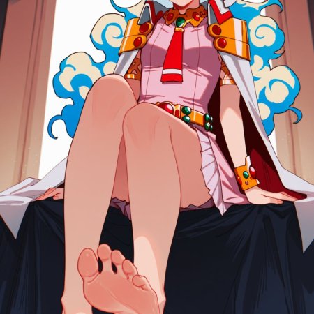 ai generated, nia teppelin, 1girls, barefoot, blush, female