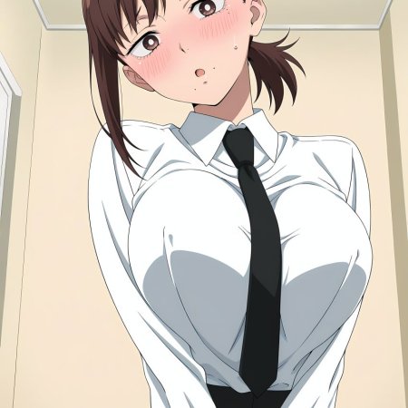 Aindroidparanoid, ai generated, chainsaw man, higashiyama kobeni, big butt, nipples
