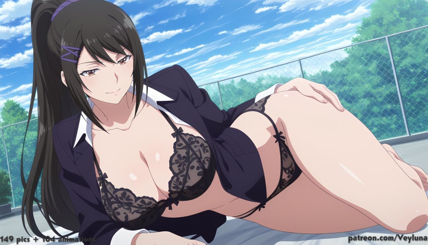 ai assisted, ai generated, anime, classroom of the elite, chabashira sae, boobs
