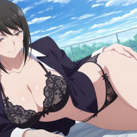 ai assisted, ai generated, anime, classroom of the elite, chabashira sae, boobs