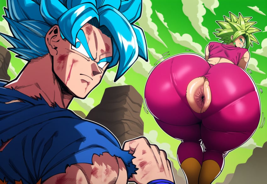 Mullon, ai generated, dragon ball, kefla, son goku, big ass