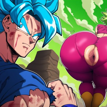 Mullon, ai generated, dragon ball, kefla, son goku, big ass