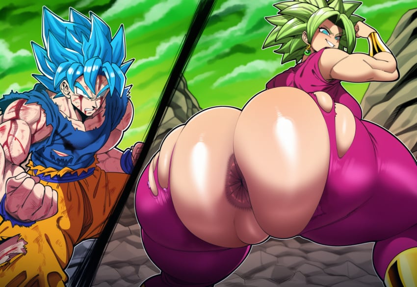 Mullon, ai generated, dragon ball, kefla, son goku, big ass