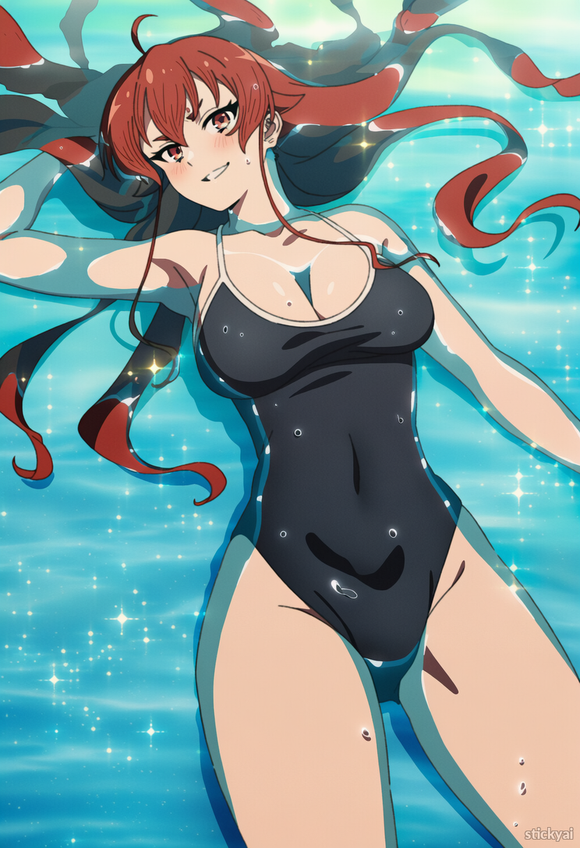 Stickyai, ai generated, mushoku tensei, eris greyrat, breasts, tits
