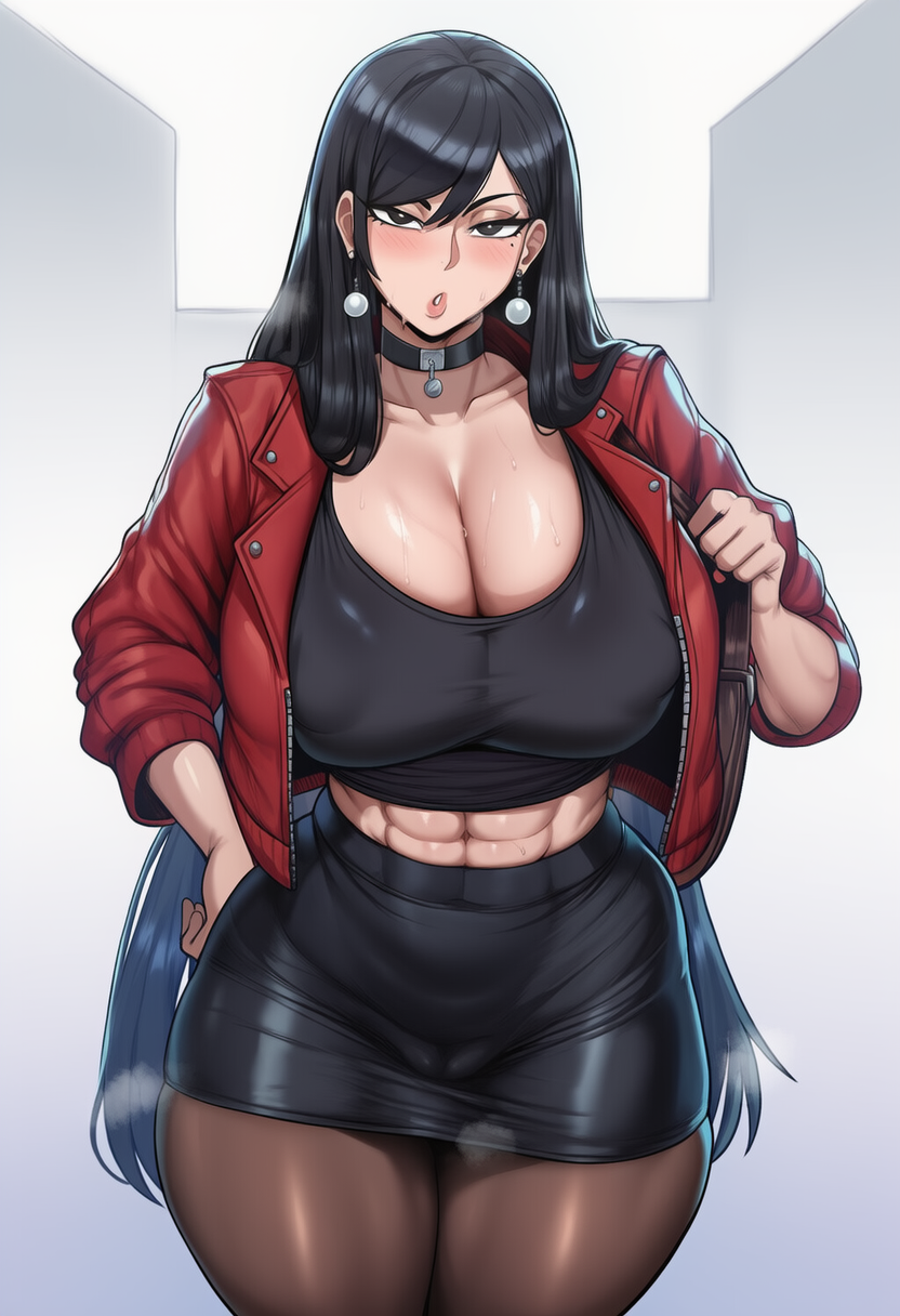 ai generated, gwen, big breasts, large breasts, nipple bulge, thick thighs