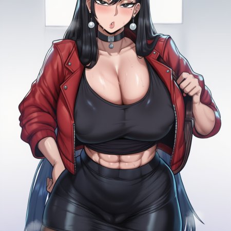 ai generated, gwen, big breasts, large breasts, nipple bulge, thick thighs