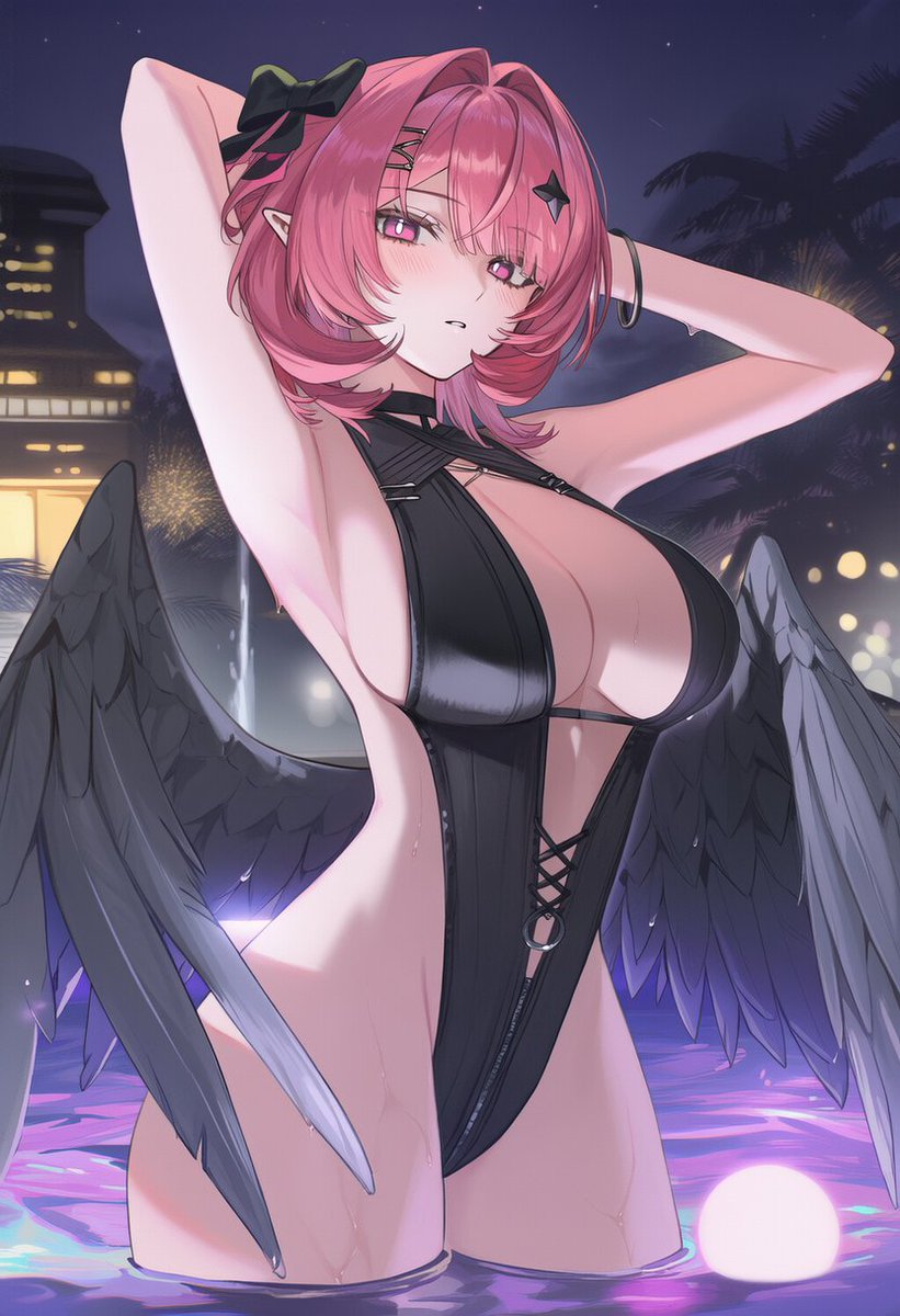 ai generated, zenless zone zero, remielle dan, bangs, blush, bow