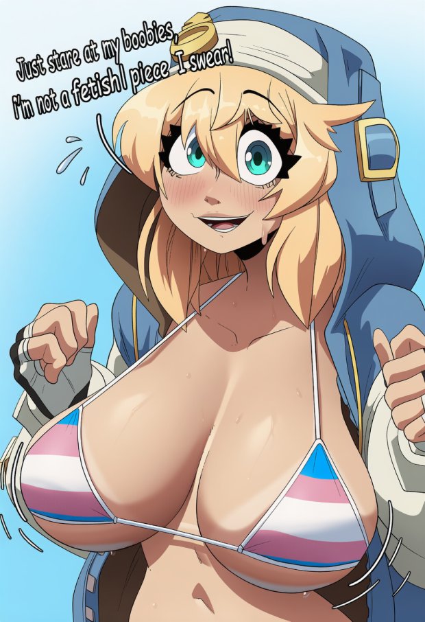 ai generated, guilty gear, bridget, big breasts, bikini, breasts