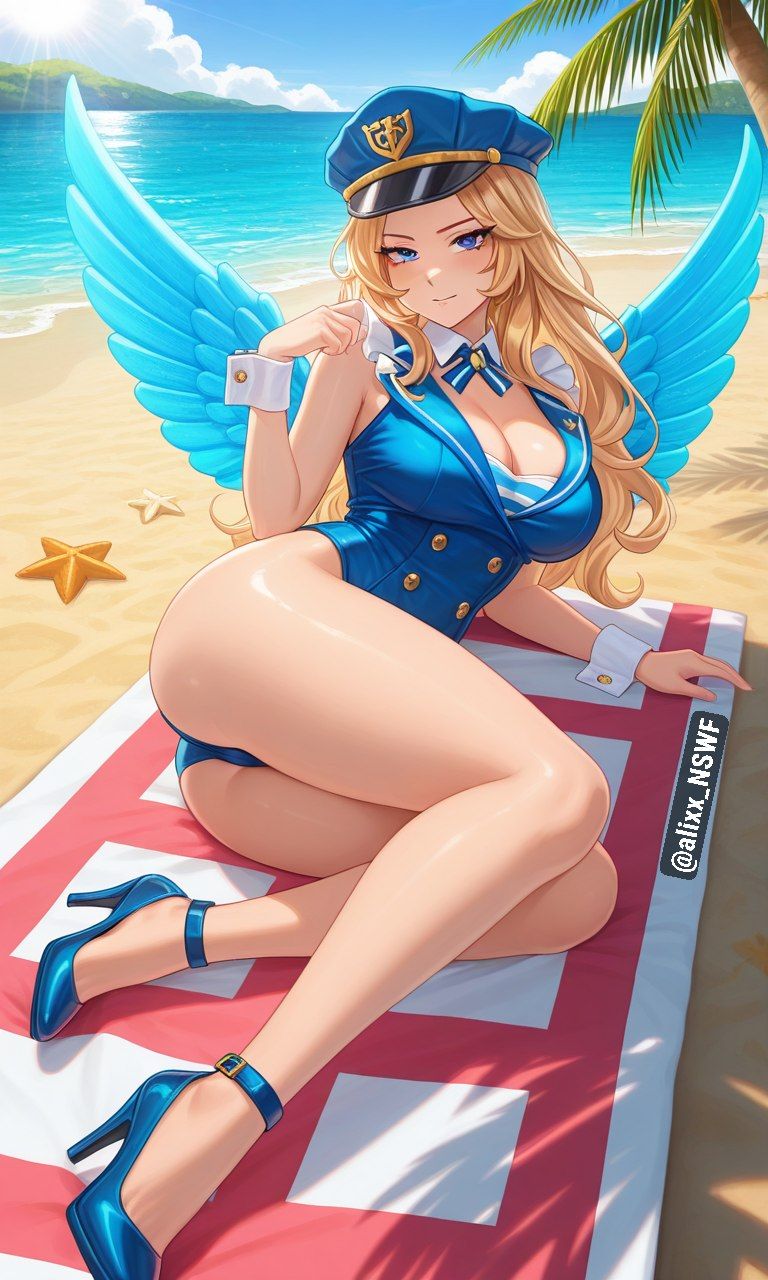 alixx nswf, ai art, ai generated, mobile legends, freya, beach