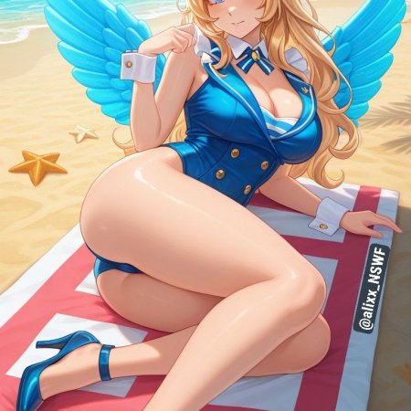 alixx nswf, ai art, ai generated, mobile legends, freya, beach