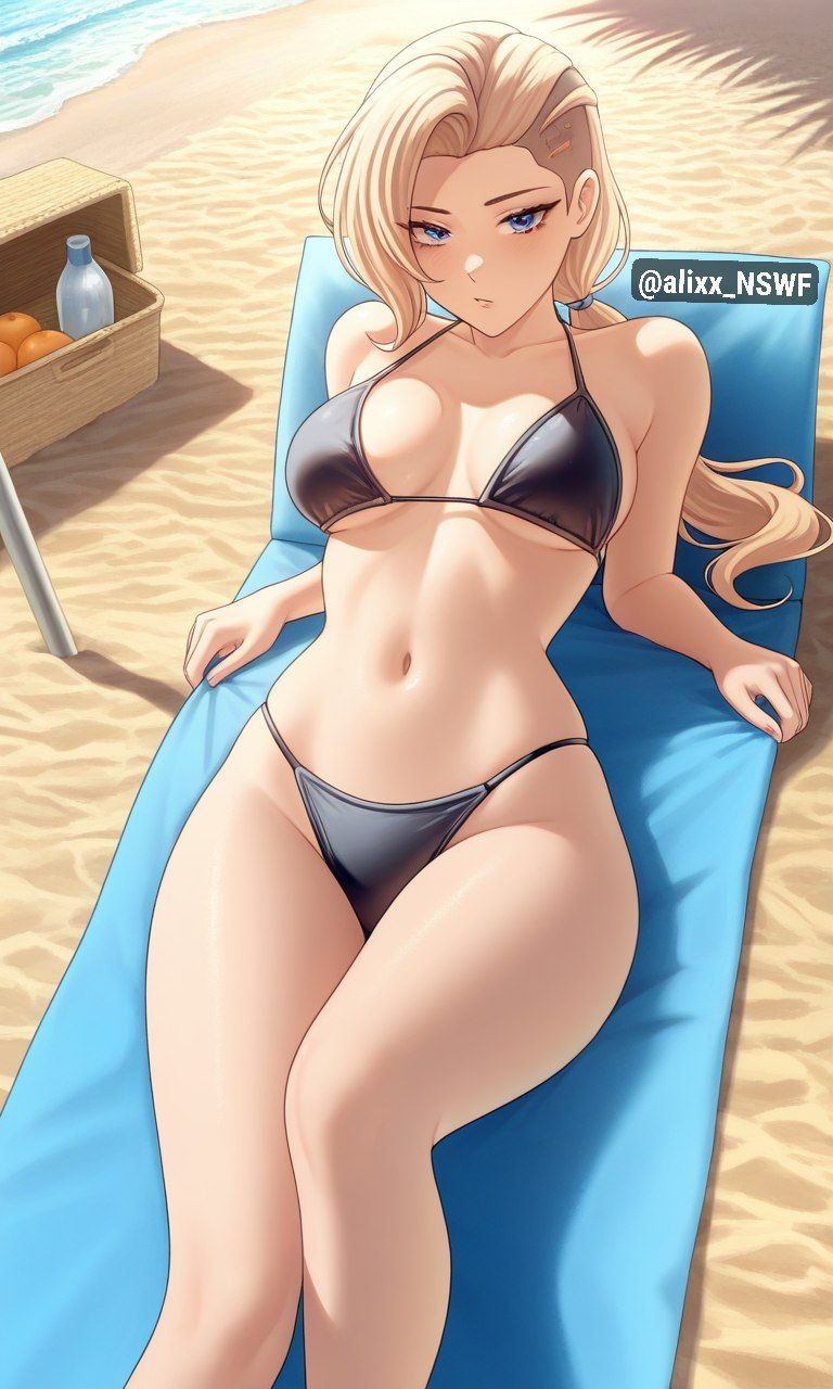 alixx nswf, ai art, ai generated, mobile legends, silvanna, beach