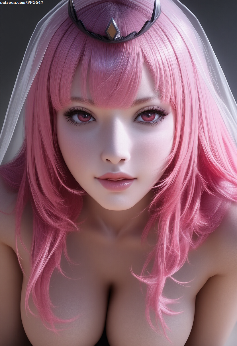 Pujopg, ai generated, hololive, mori calliope, bangs, busty