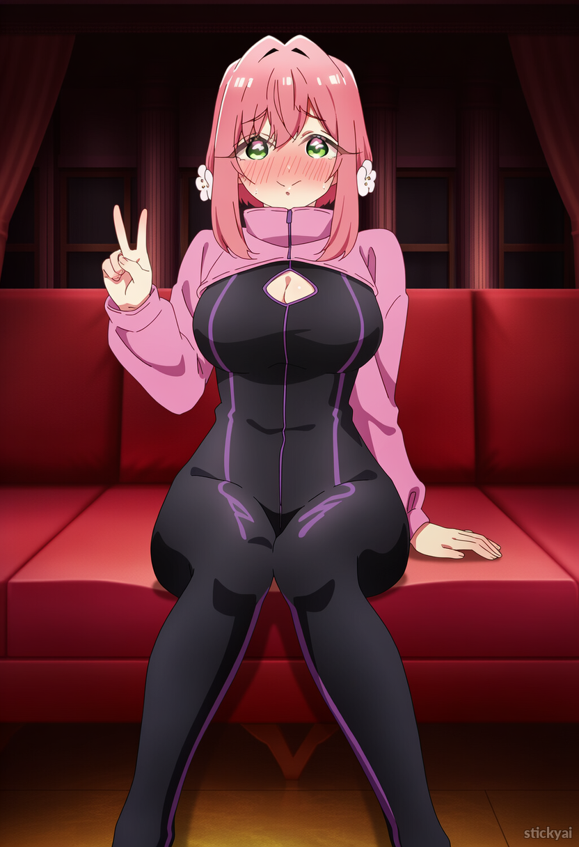 Stickyai, ai generated, anime, 100 kanojo, inda karane, curvy female