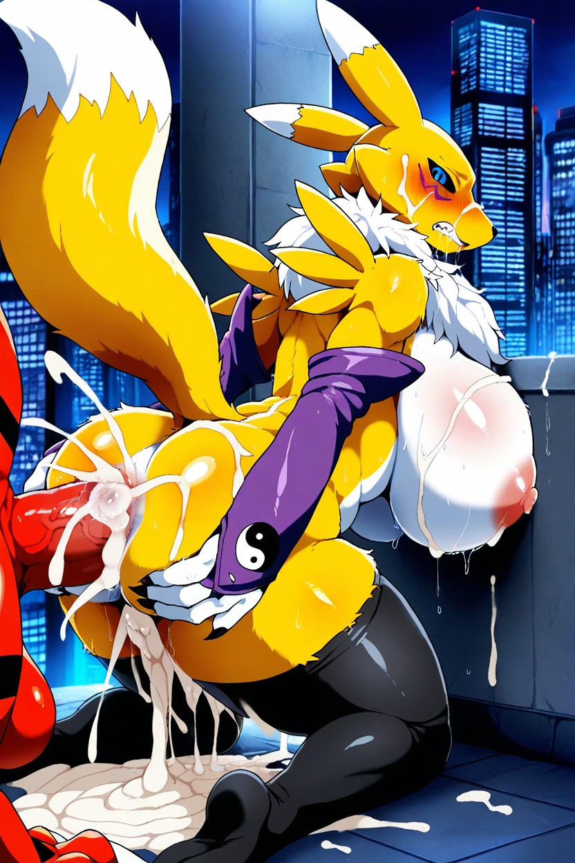 Furrypornaddiction, ai generated, bandai namco, digimon, anal, anthro