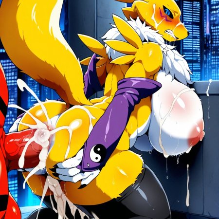 Furrypornaddiction, ai generated, bandai namco, digimon, anal, anthro