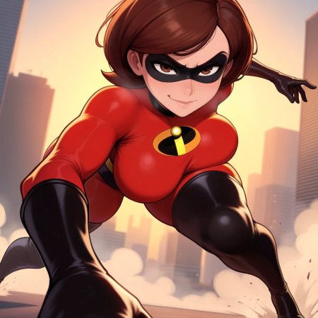 fr34ky, ai generated, disney, pixar, elastigirl, breasts
