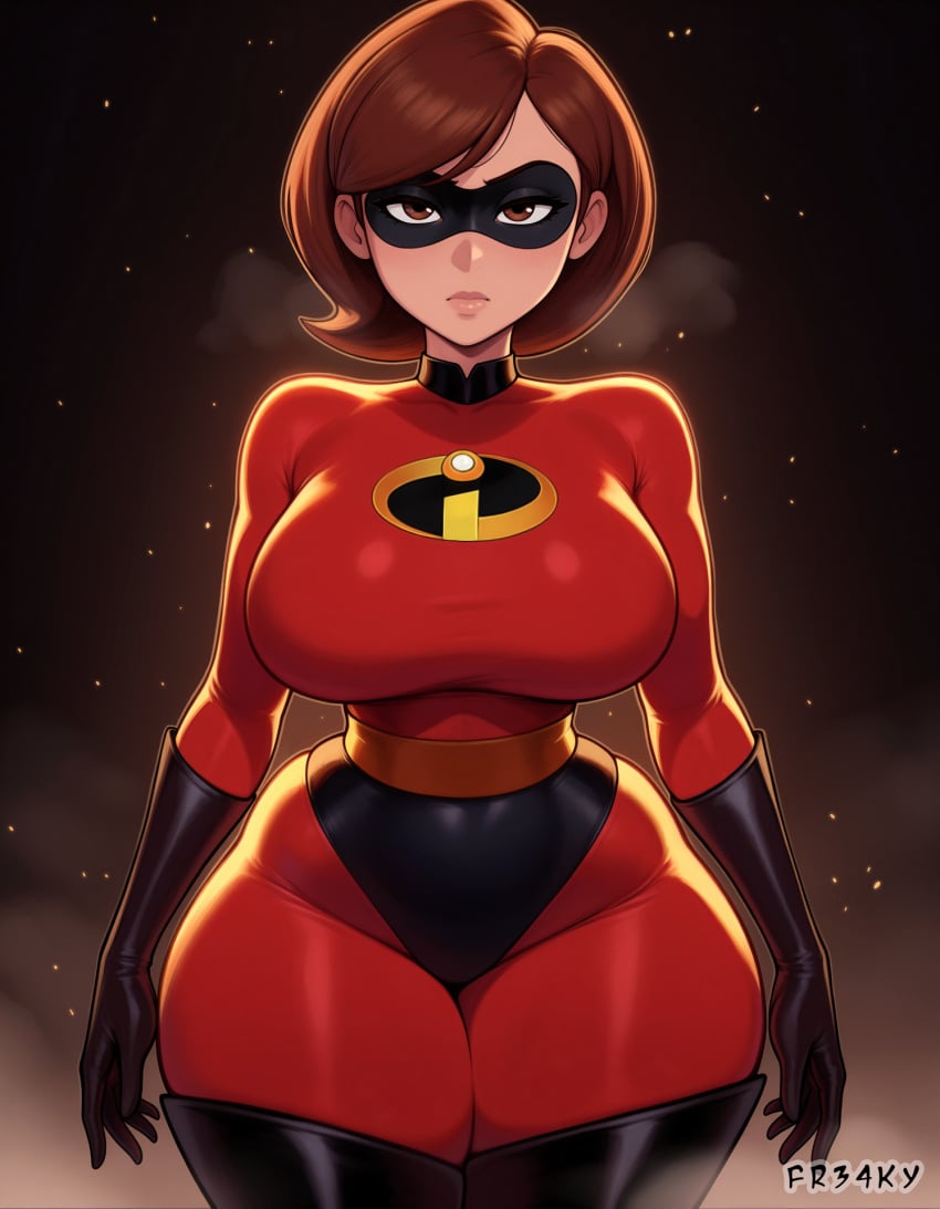 fr34ky, ai generated, disney, pixar, elastigirl, big thighs