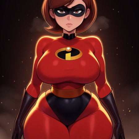 fr34ky, ai generated, disney, pixar, elastigirl, big thighs