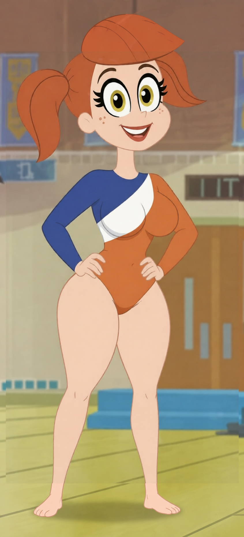 ai generated, cartoon network, dc comics, looking at viewer, older, pigtails